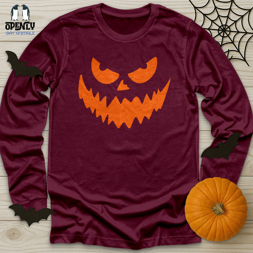 Scary Pumpkin Face Unisex Long Sleeve Tee
