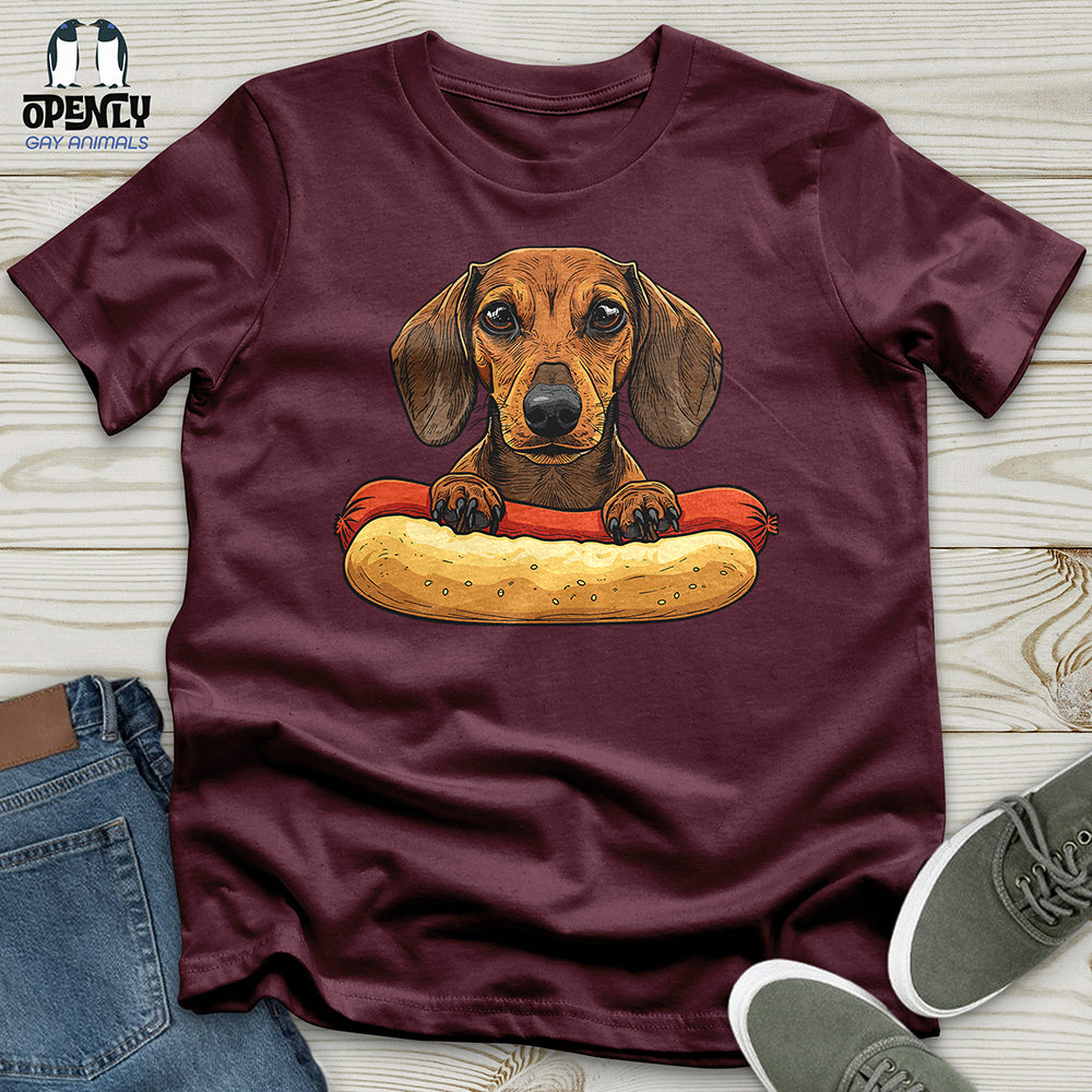 Dachshund Hotdog Hug Unisex t-shirt