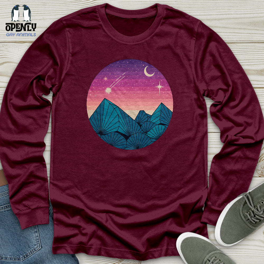 Geometric Mountain Landscape Unisex Long Sleeve Tee