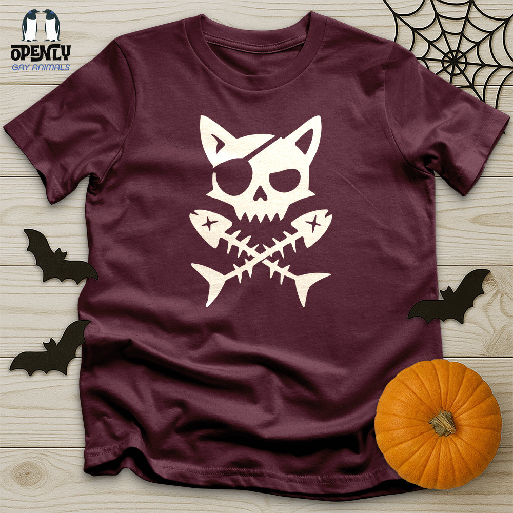 Pirate Cat and Fish Skull Unisex T-Shirt