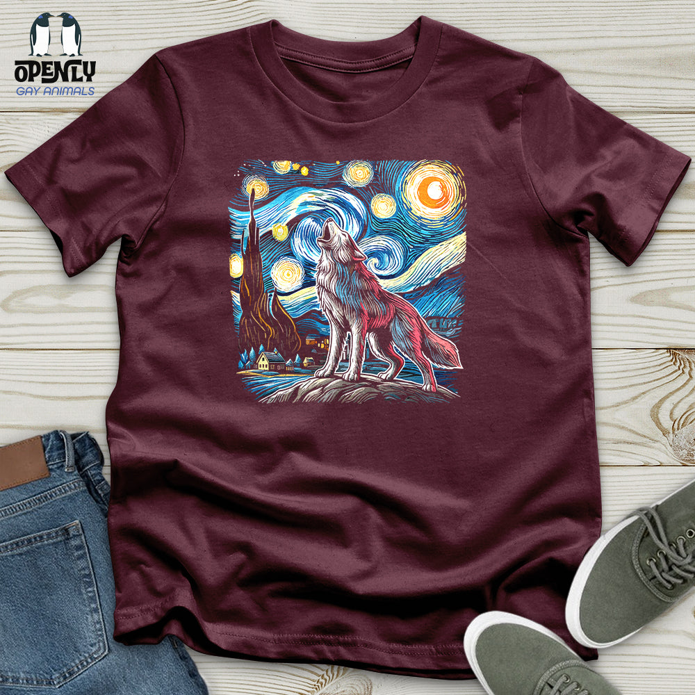 Wolf Starry Night Unisex T-Shirt