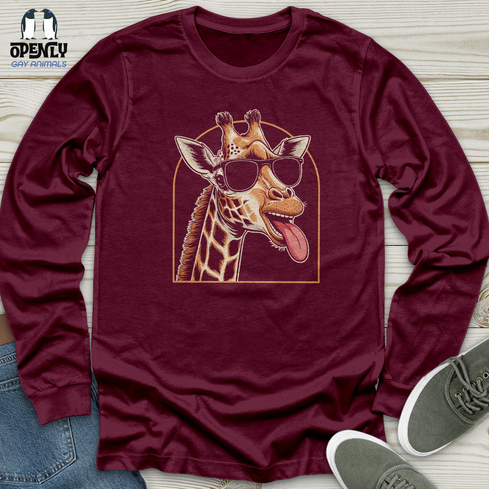 Giraffe Sticking Her Tongue Out Unisex Long Sleeve Tee
