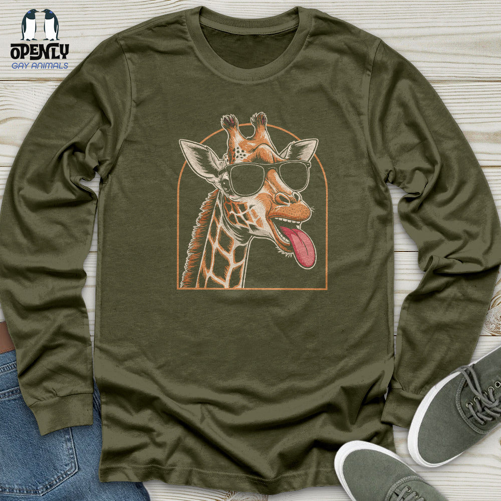 Giraffe Sticking Her Tongue Out Unisex Long Sleeve Tee