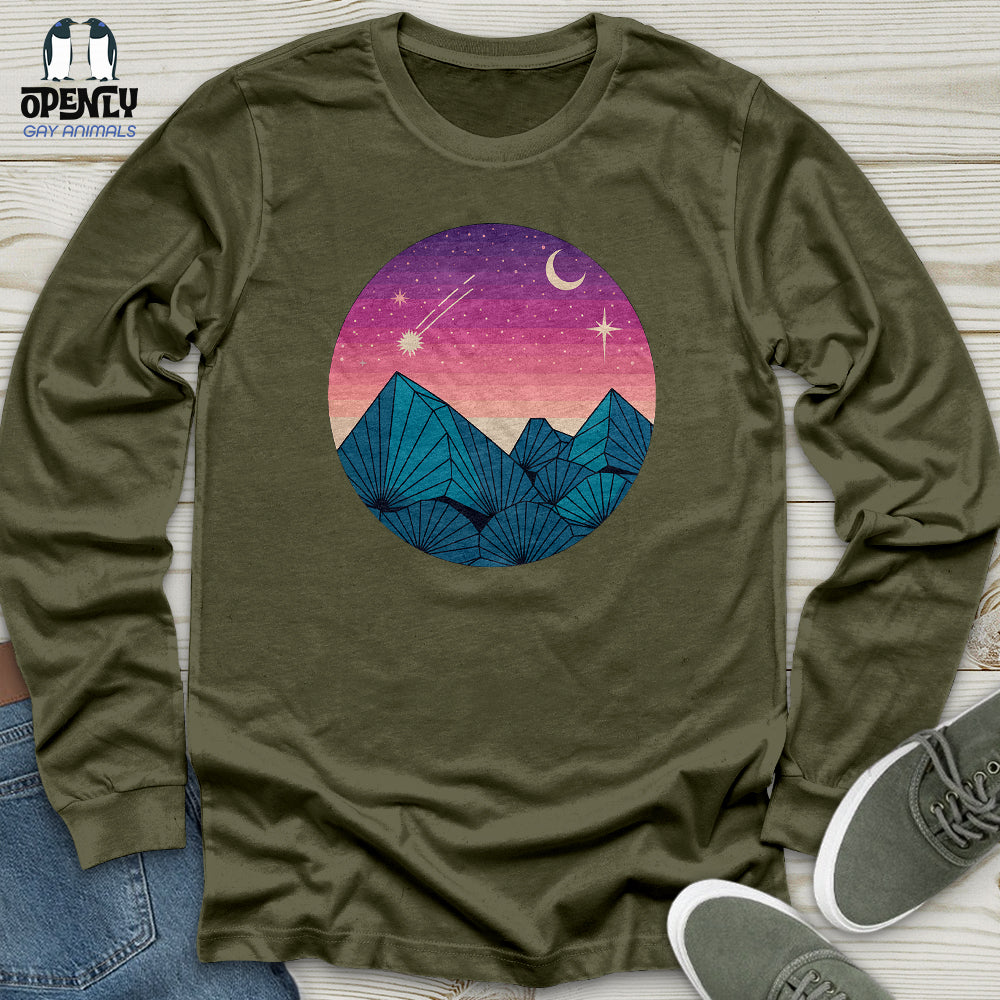 Geometric Mountain Landscape Unisex Long Sleeve Tee