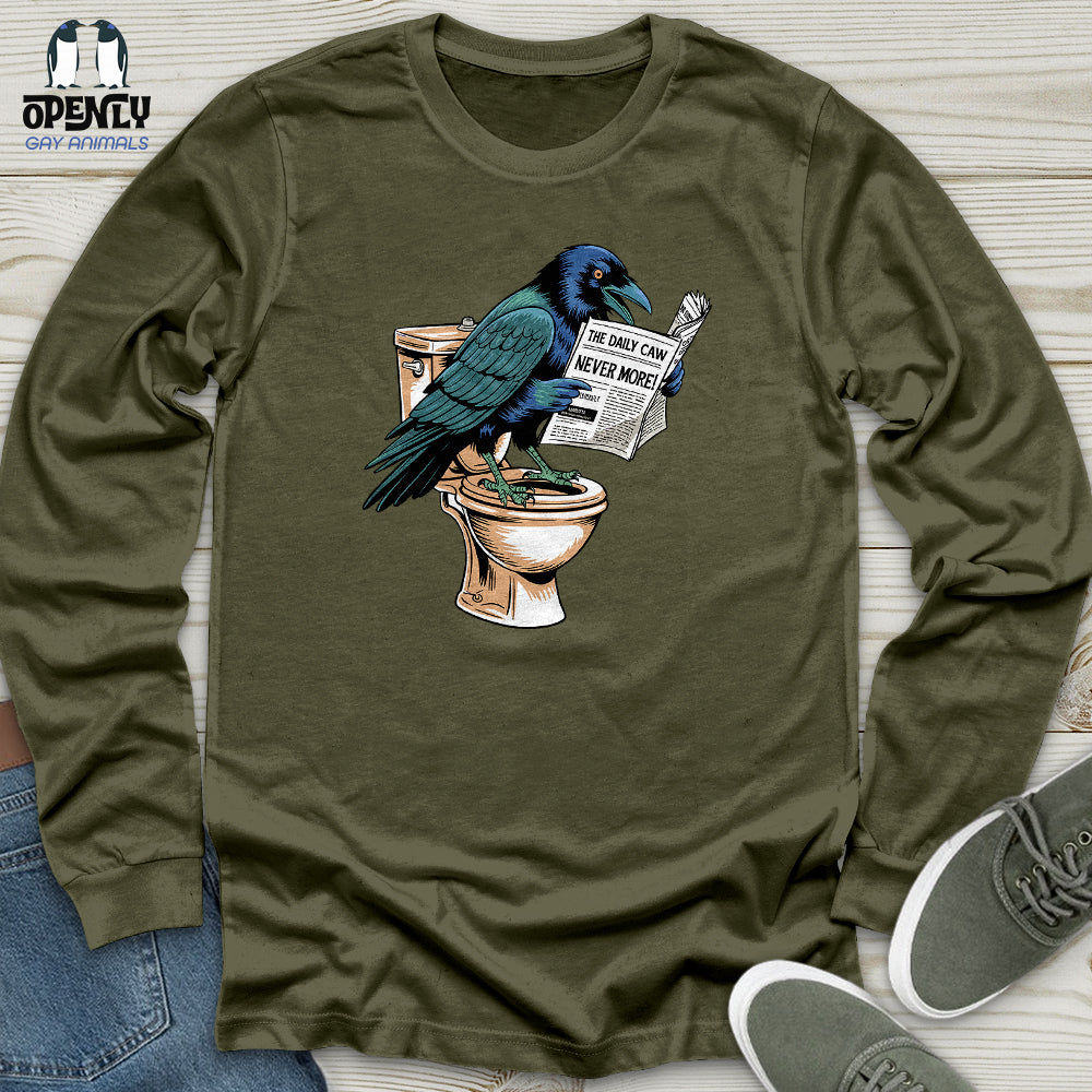 Raven Reading Newspaper Unisex Long Sleeve Tee