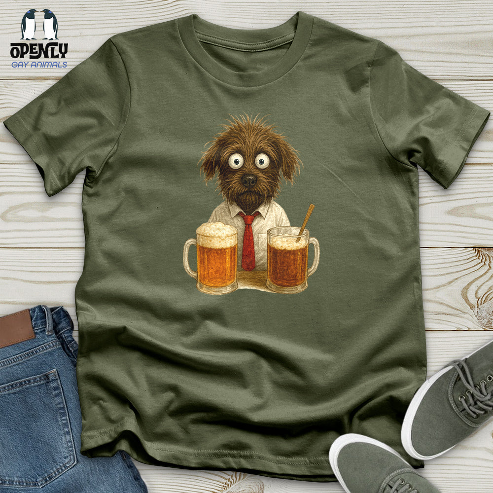 Comics Dog Drinking Beer Softstyle Tee