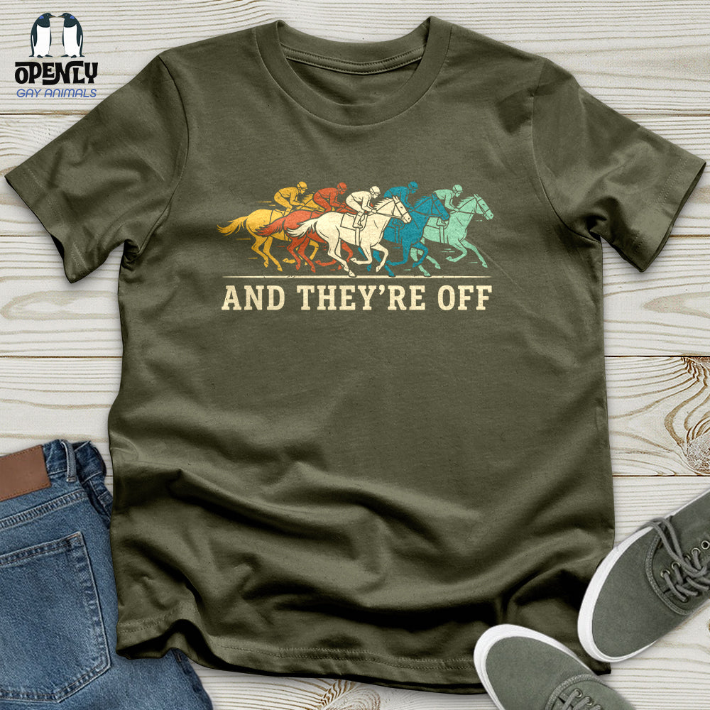 And They're Off Unisex T-Shirt