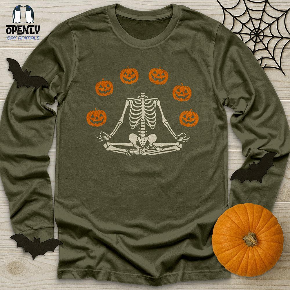 Pumpkin Skeleton Unisex Long Sleeve Tee