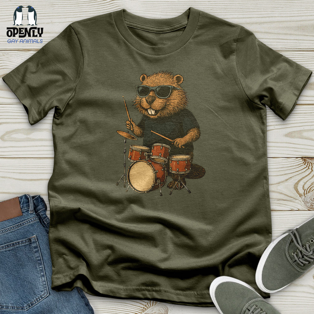 Beaver Playing Drum Unisex t-shirt