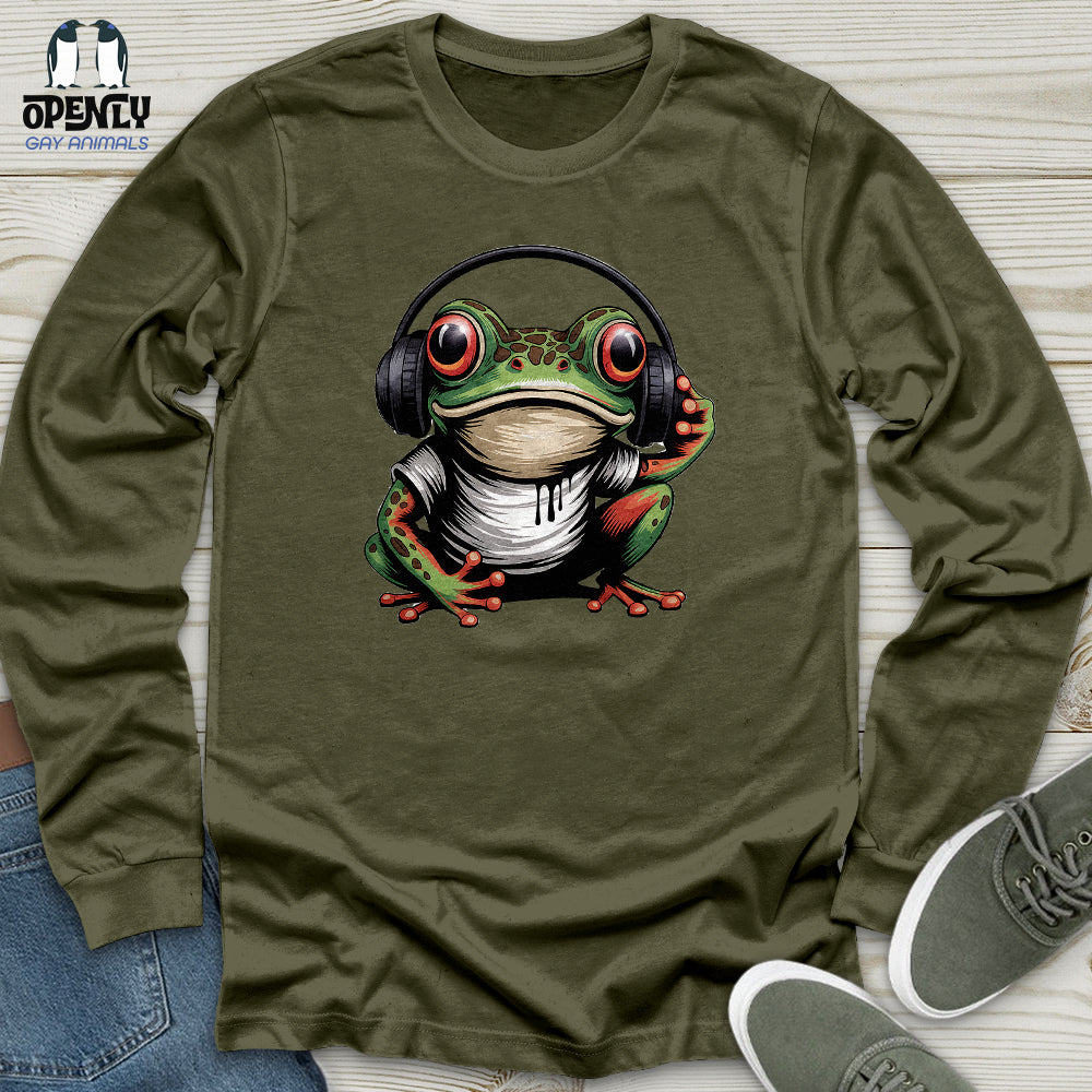 Frog in Headphones Unisex Long Sleeve Tee