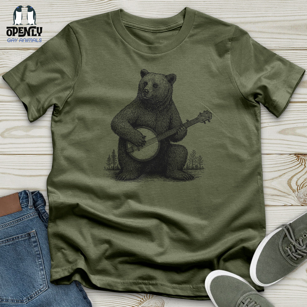 Bear Playing Banjo Softstyle Tee