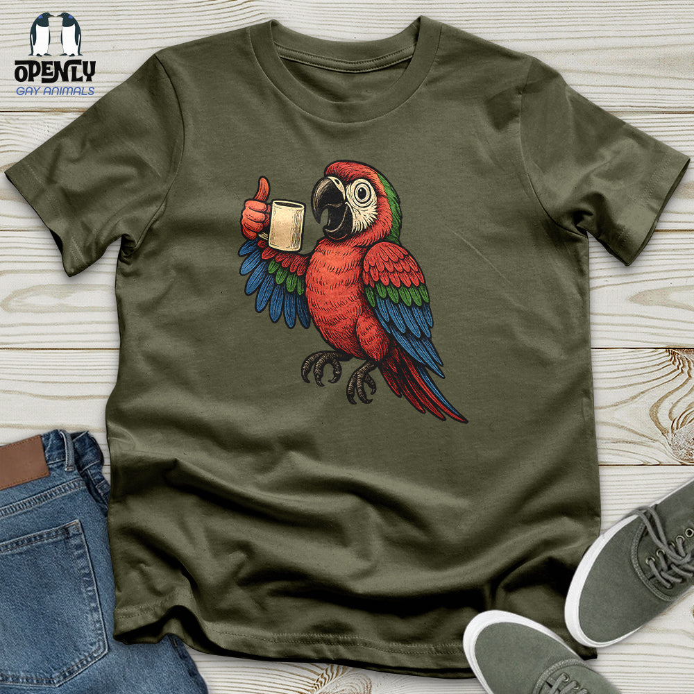 Coffee Parrot Cheers Unisex T-Shirt