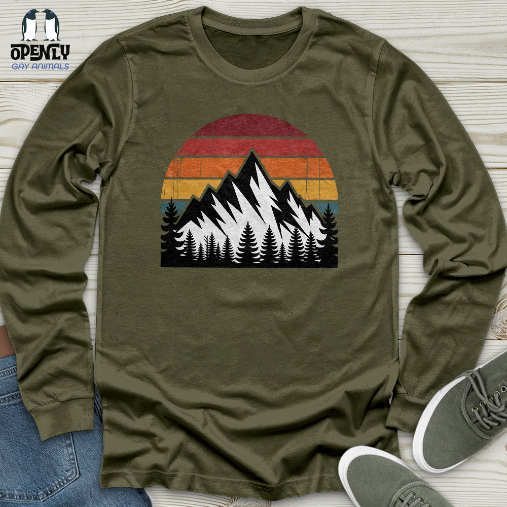 Retro Vintage Mountain Unisex Long Sleeve Tee