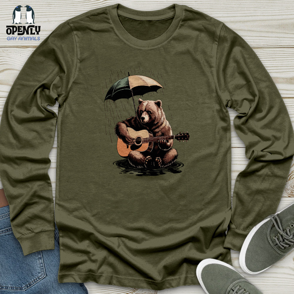 Bear in Rain Unisex Long Sleeve Tee
