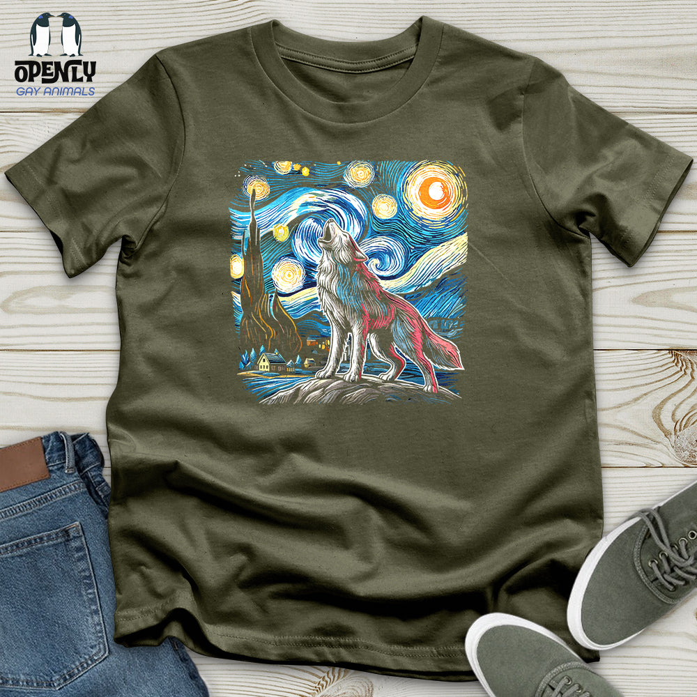 Wolf Starry Night Unisex T-Shirt