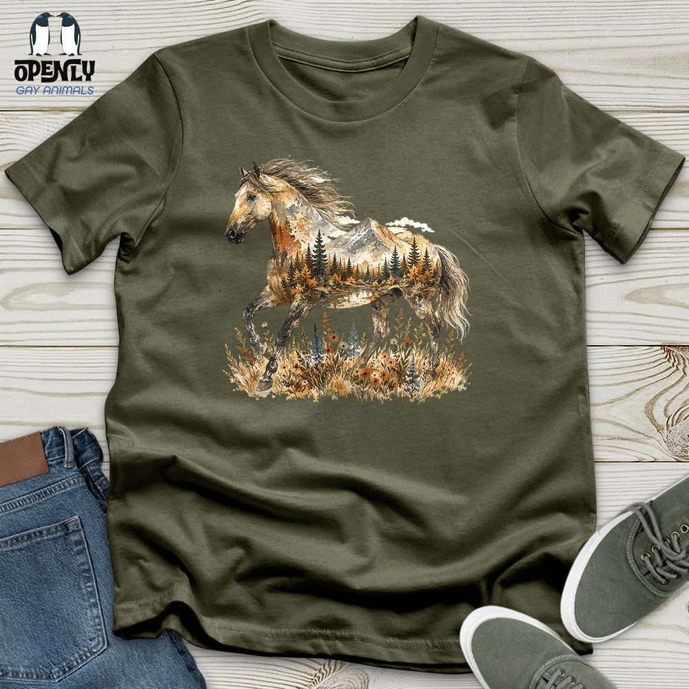 Horse in Mountain Forest Unisex T-Shirt