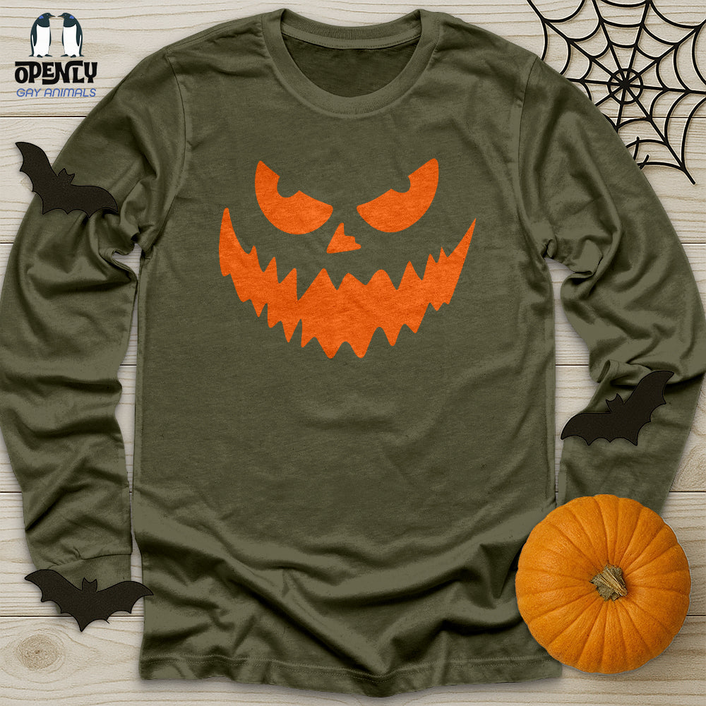 Scary Pumpkin Face Unisex Long Sleeve Tee