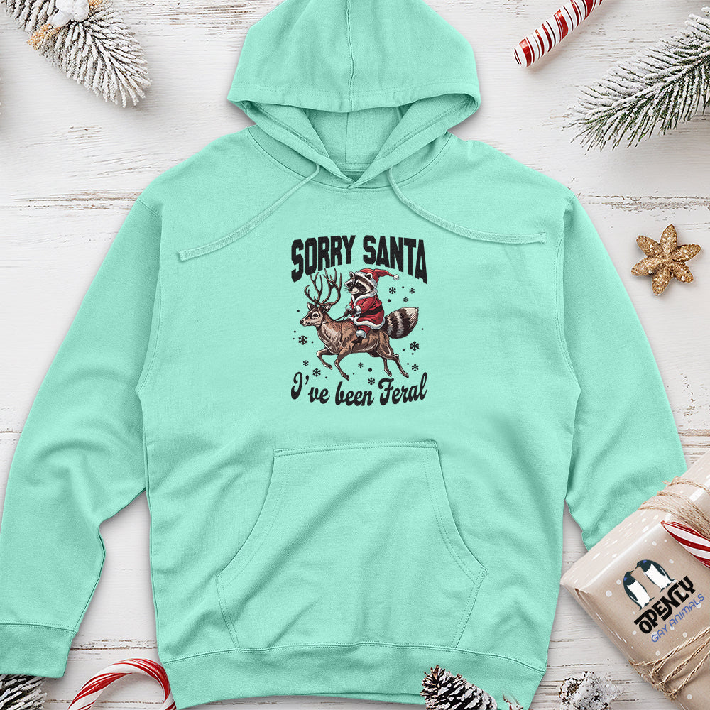 Sorry Santa I've Been Feral Unisex Midweight Hoodie
