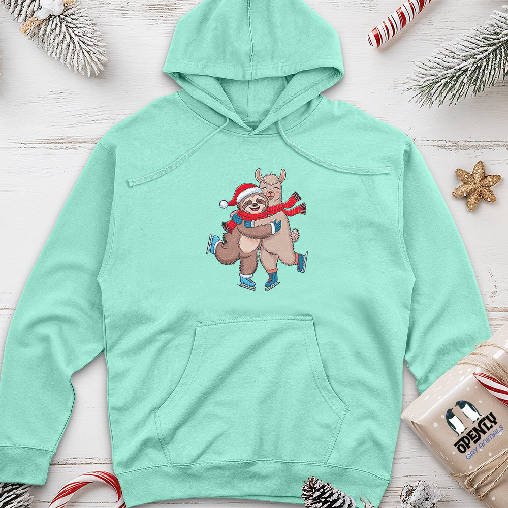 Sloth Hugging Llama Unisex Midweight Hoodie