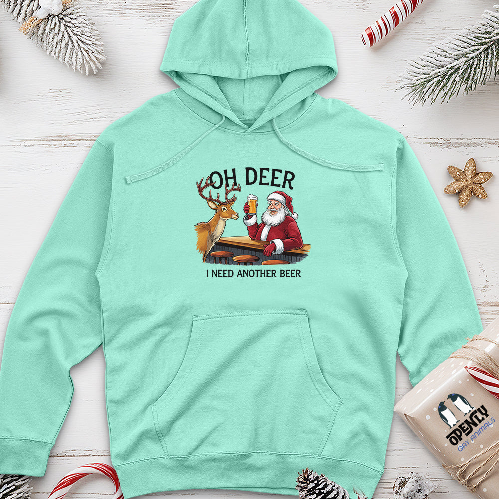 Oh Deer I Need Another Beer Unisex Midweight Hoodie