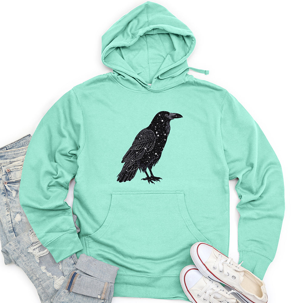 Celestial Raven Silhouette Unisex Midweight Hoodie