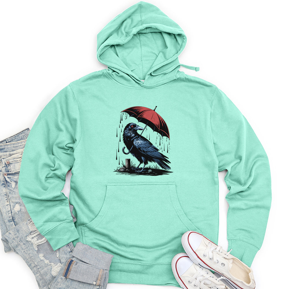 Raven in Rain Unisex Midweight Hoodie