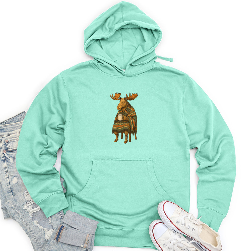 Moose Drinking Coffee Unisex midweight hoodie