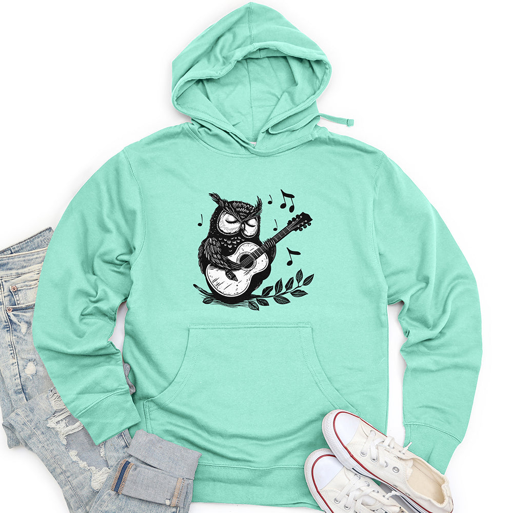 Owl Guitar Serenade Unisex Midweight Hoodie