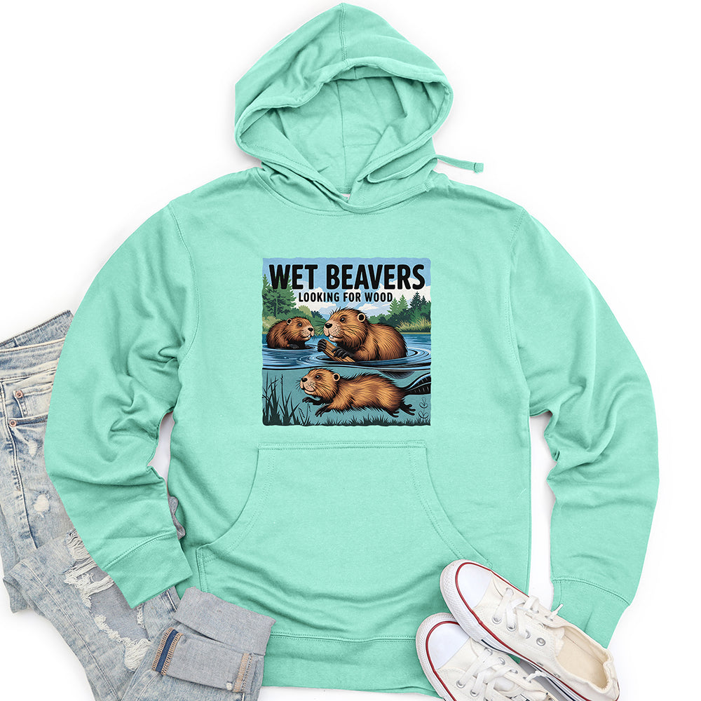 Wet Beavers Looking For Wood Unisex Midweight Hoodie