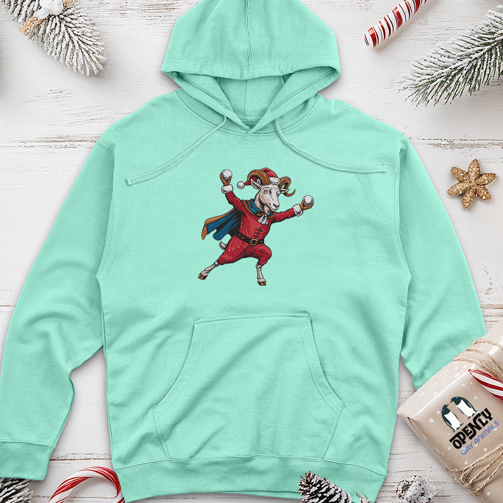 Goat With Snowballs Unisex Midweight Hoodie