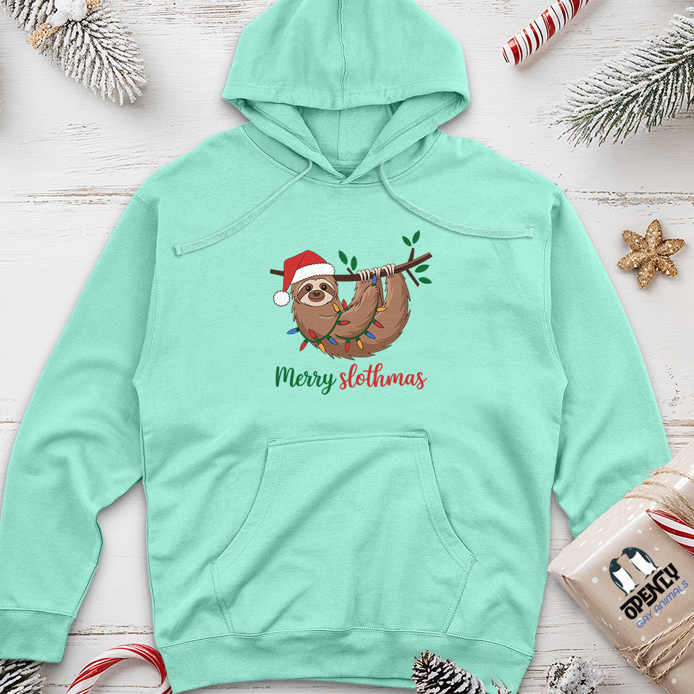 Merry Slothmas Unisex Midweight Hoodie