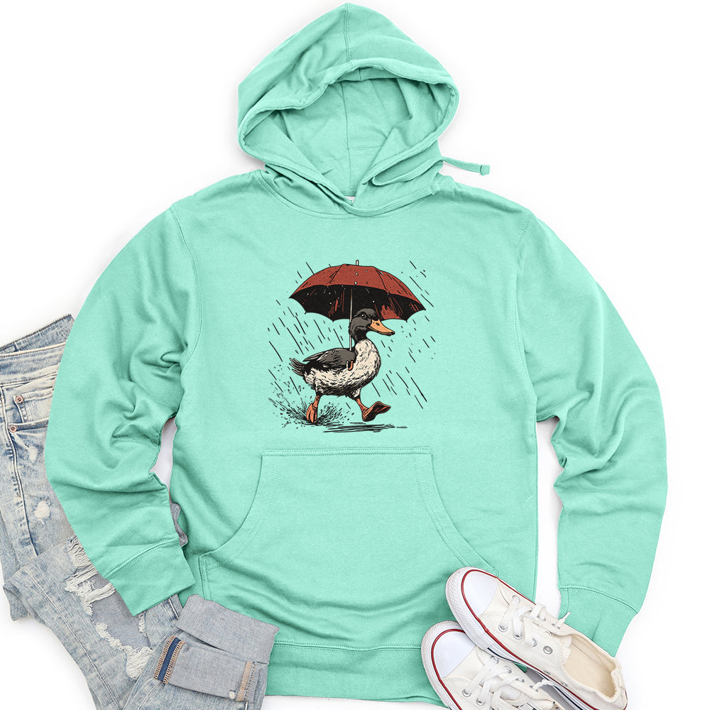 Duck Running Holding Umbrella Unisex Midweight Hoodie