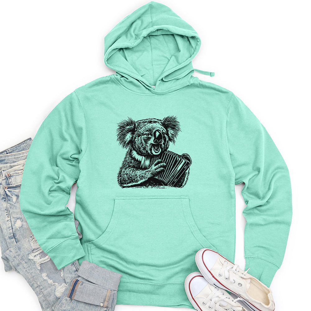 Koala Accordion Melody Unisex Midweight Hoodie