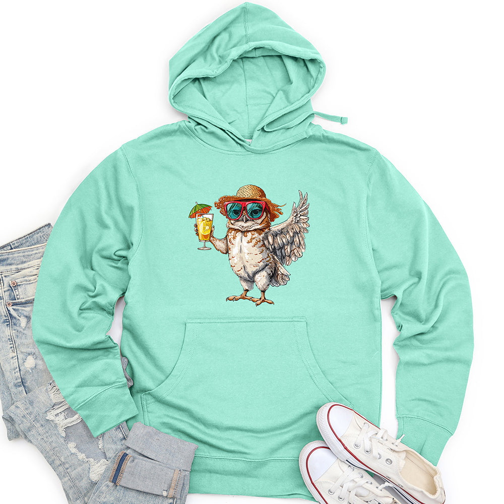 Owl Beach Vacation Unisex Midweight Hoodie