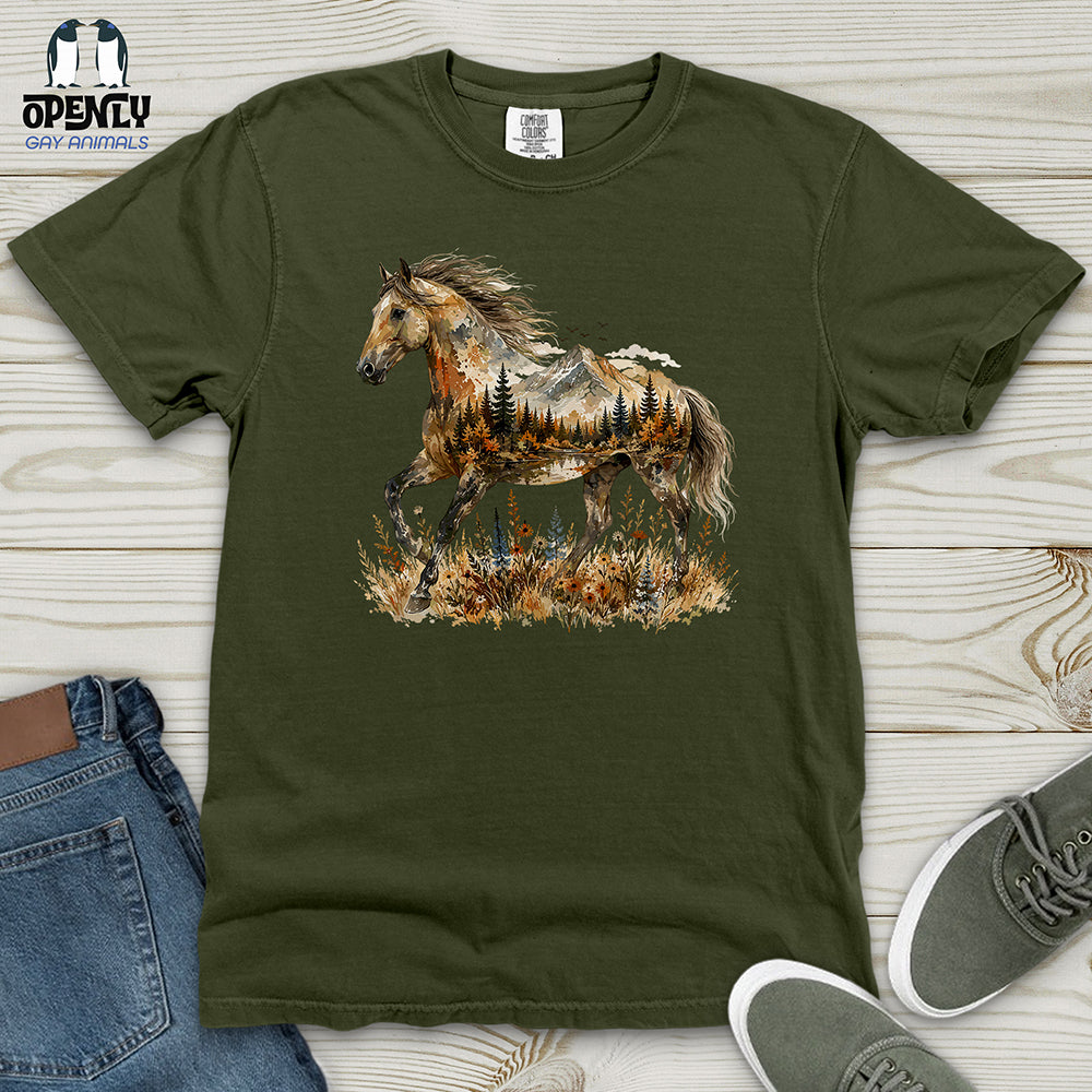 Horse in Mountain Forest Heavy Cotton Comfort Colors Tee