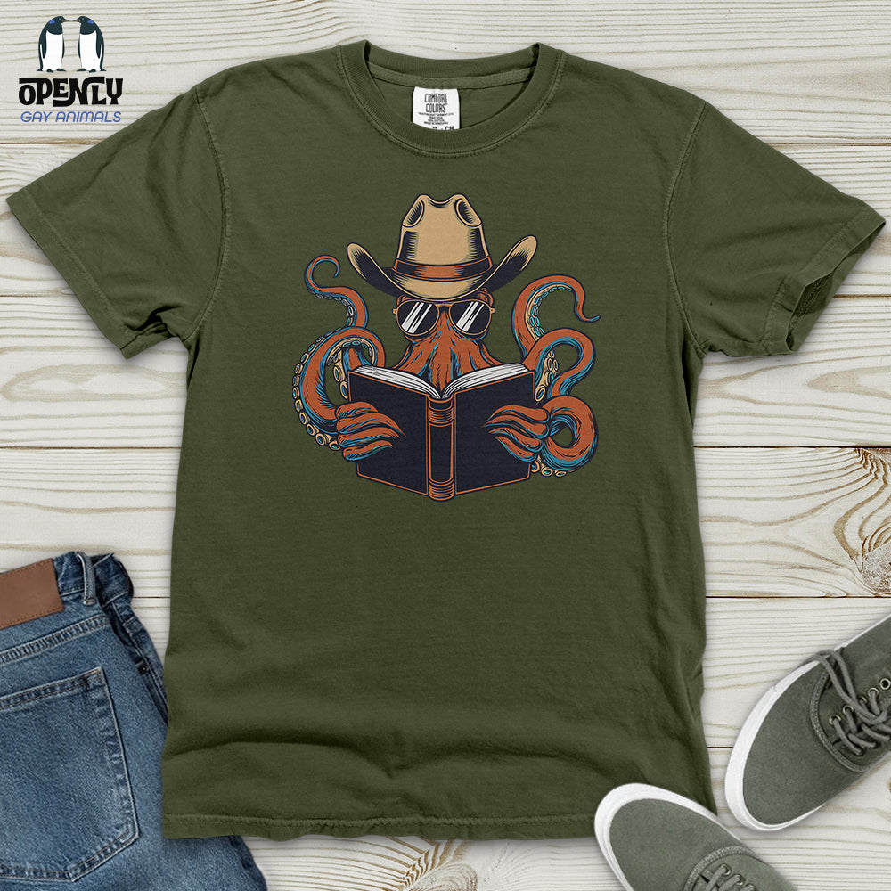 Octopus Reading Book Heavy Cotton Comfort Colors Tee