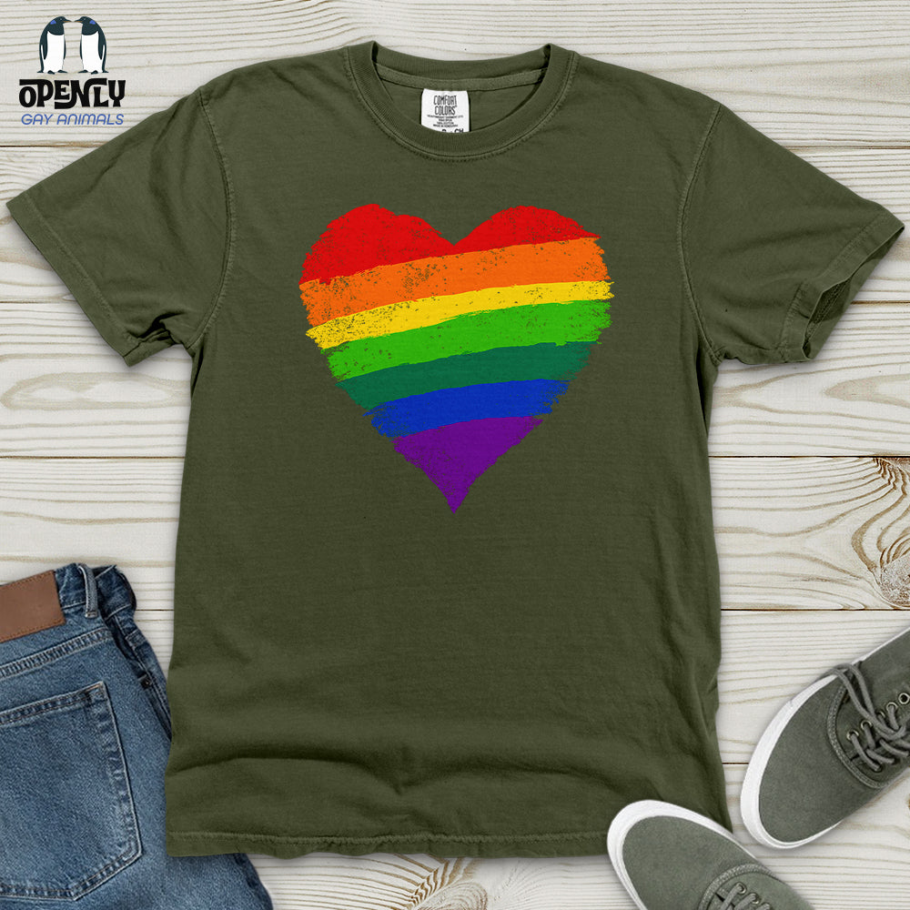 Rainbow Heart Lgbt Ally Heavy Cotton Comfort Colors Tee
