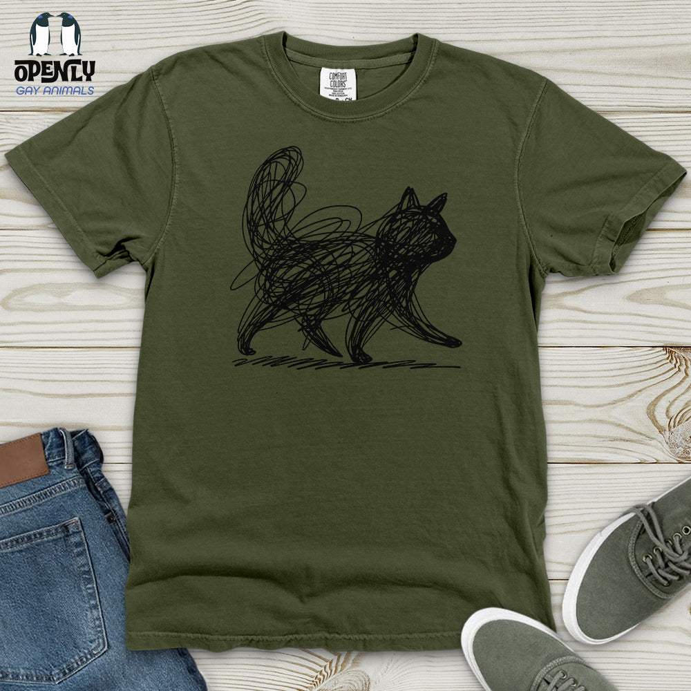 Scribble Cat Heavy Cotton Comfort Colors Tee