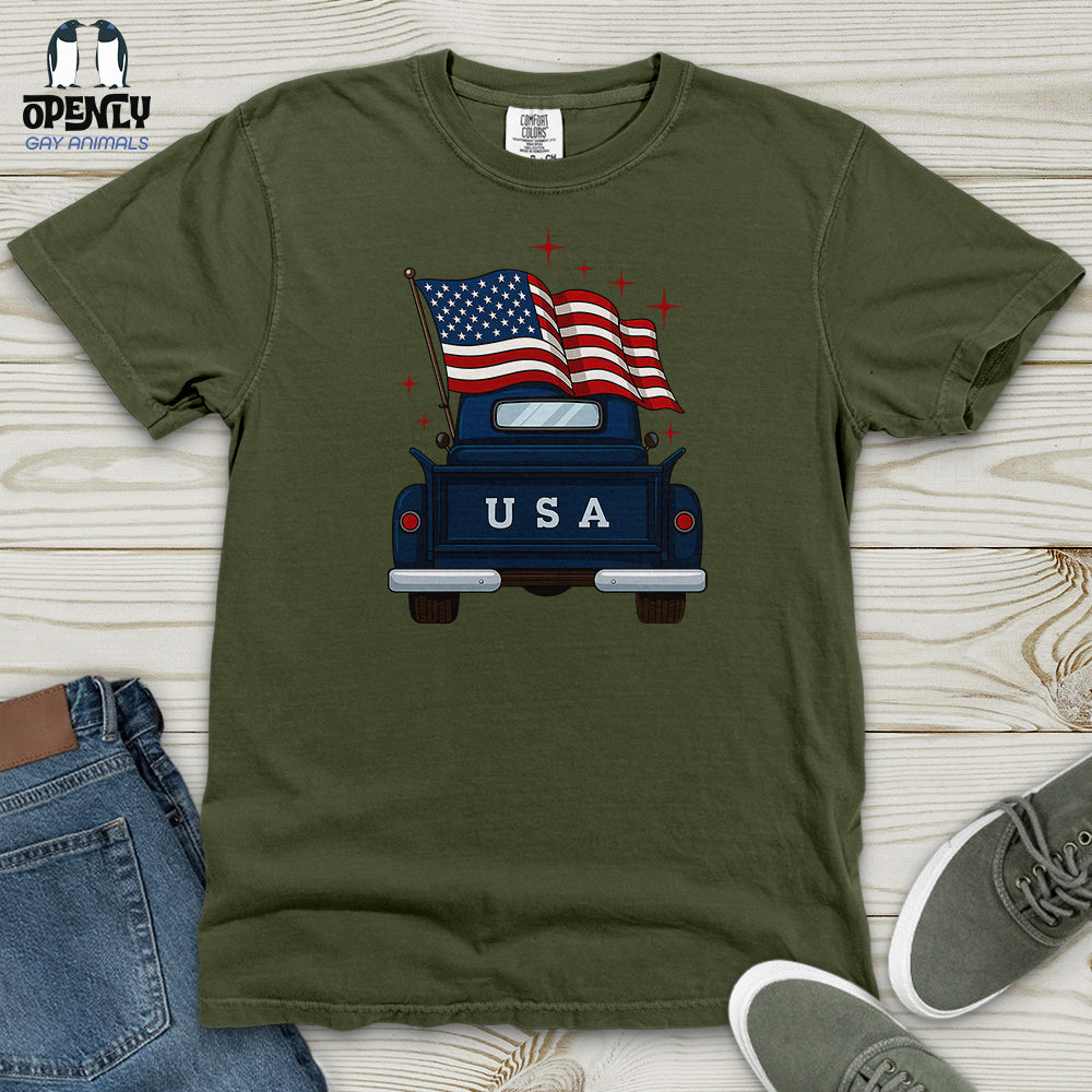 Happy Memorial Day Farm Truck Heavy Cotton Comfort Colors Tee