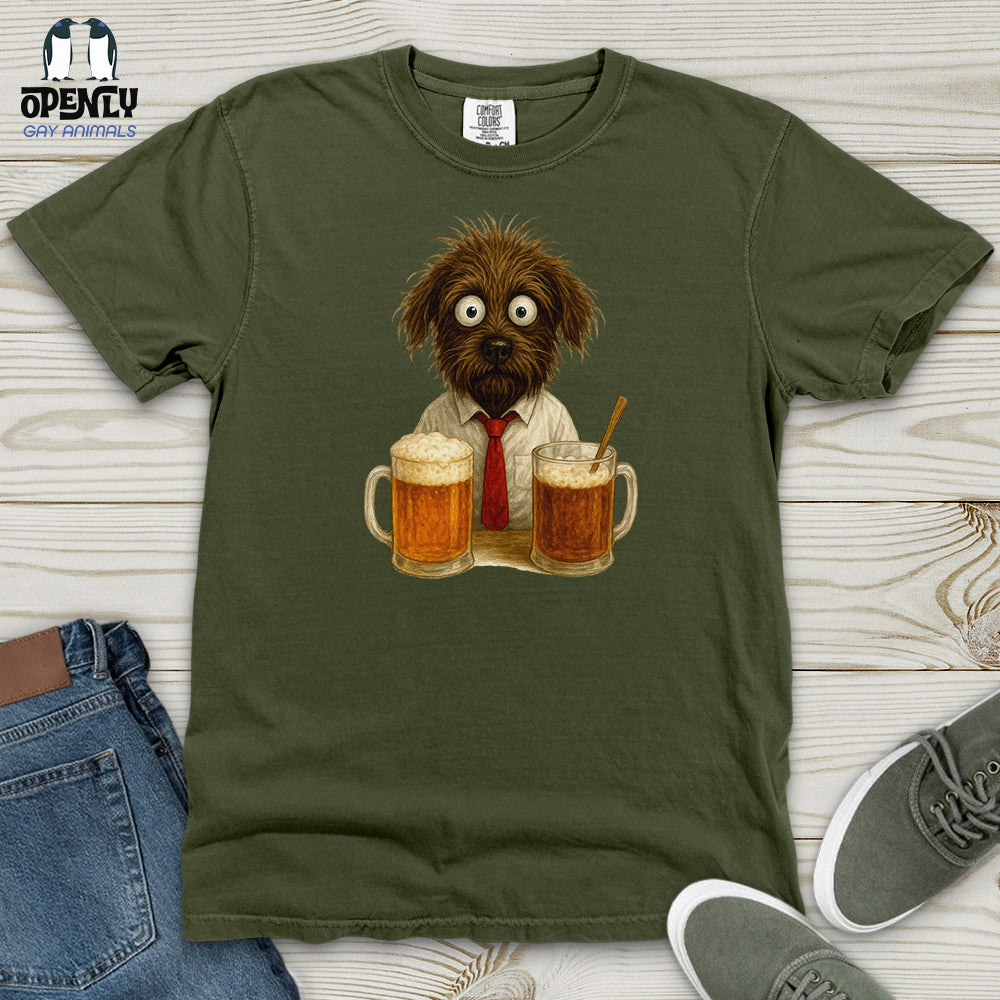 Comics Dog Drinking Beer Heavy Cotton Comfort Colors Tee