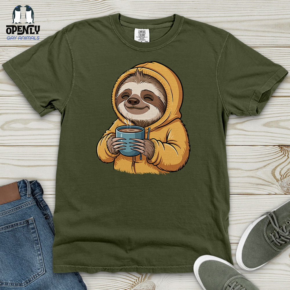 Sloth With Coffee Heavy Cotton Comfort Colors Tee