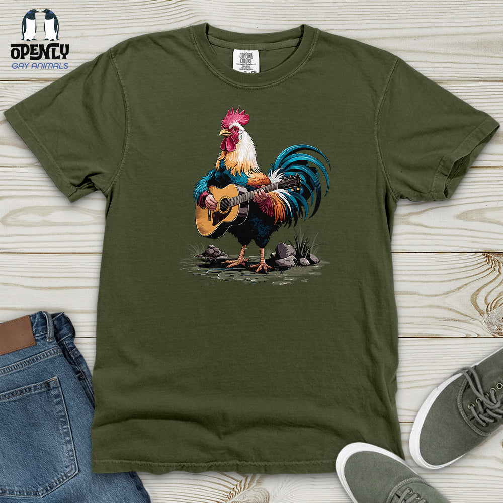 Rooster Playing Gutter Heavy Cotton Comfort Colors Tee