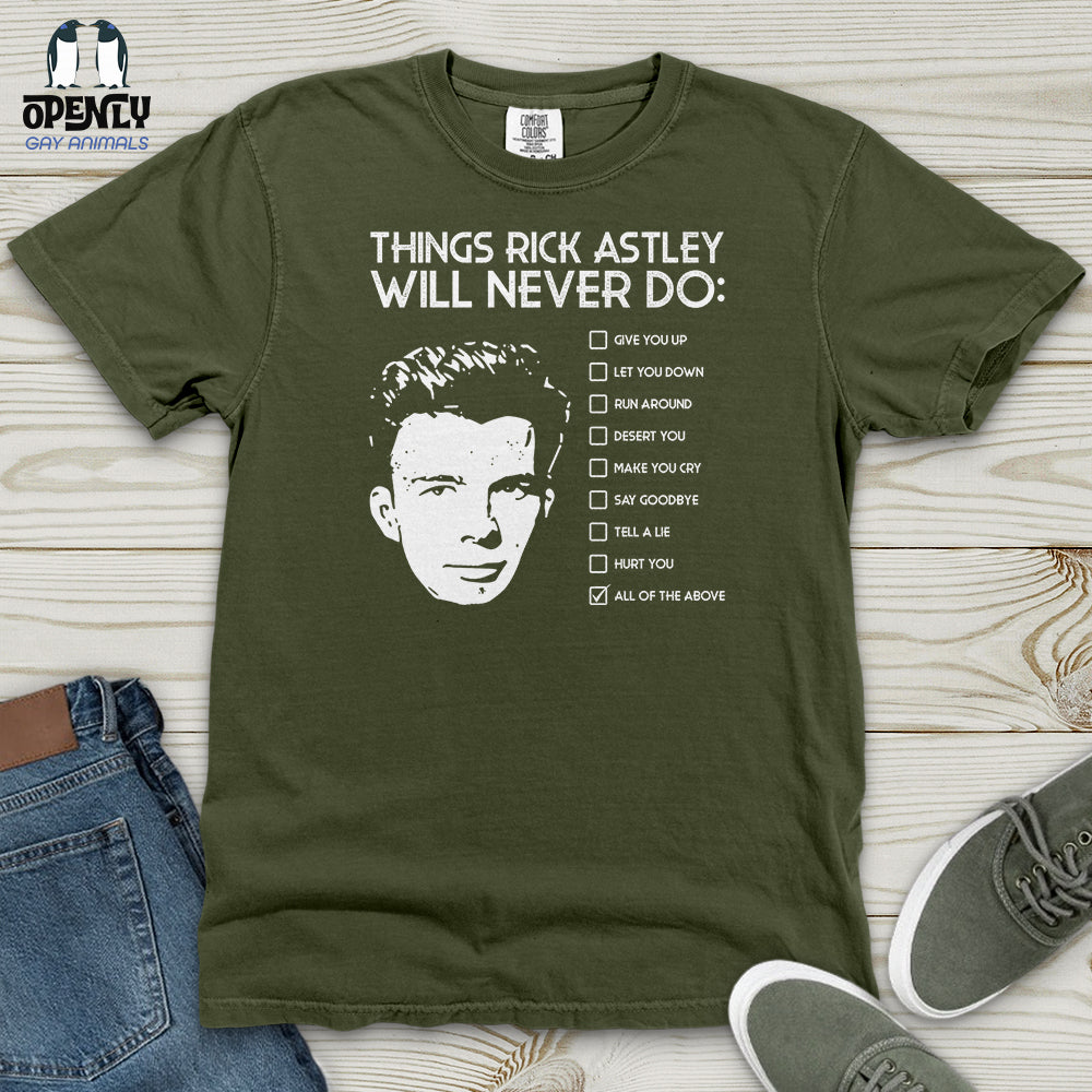 Things Rick Astley Will Never Do Heavy Cotton Comfort Colors Tee