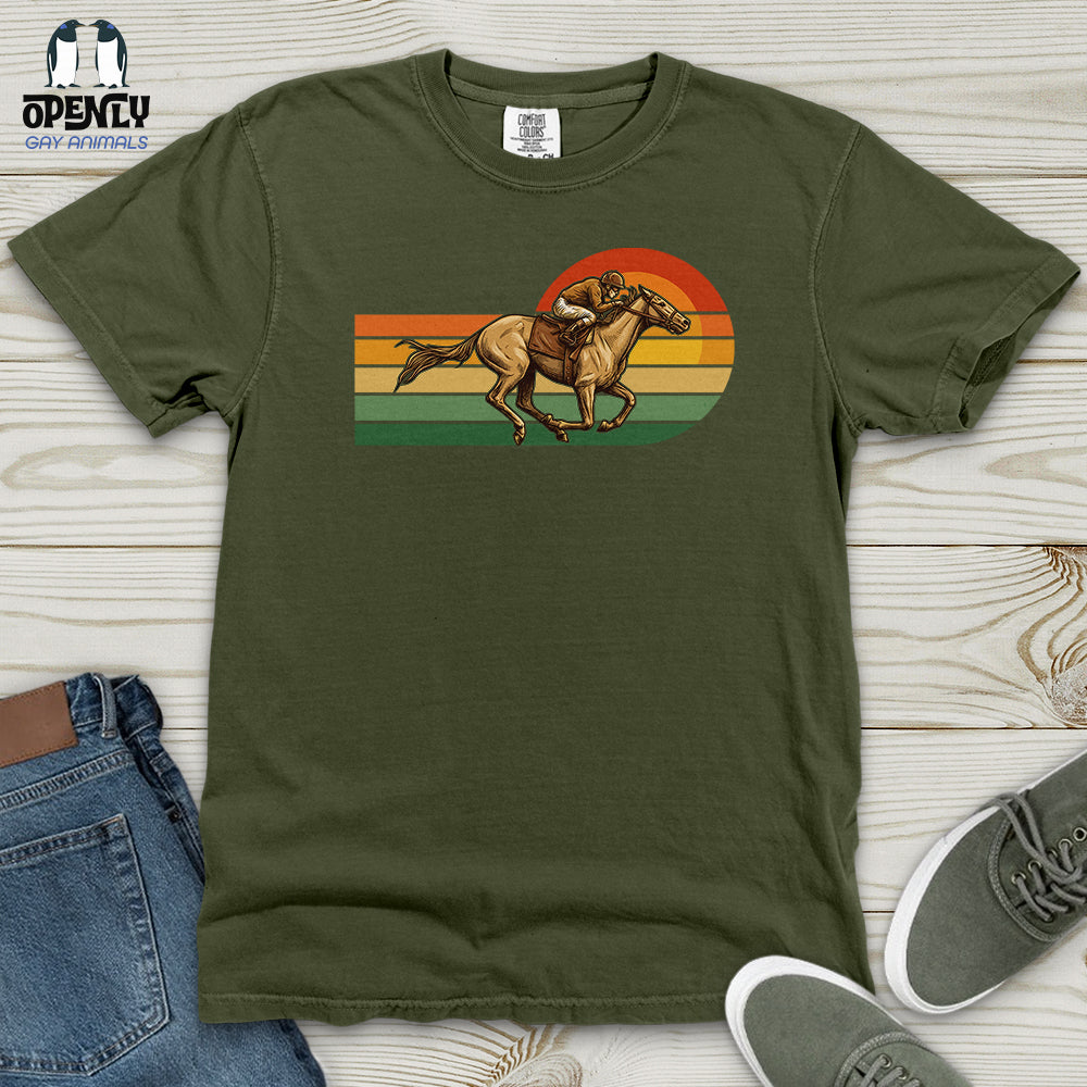 Horse Racing Retro Sunset Heavy Cotton Comfort Colors Tee