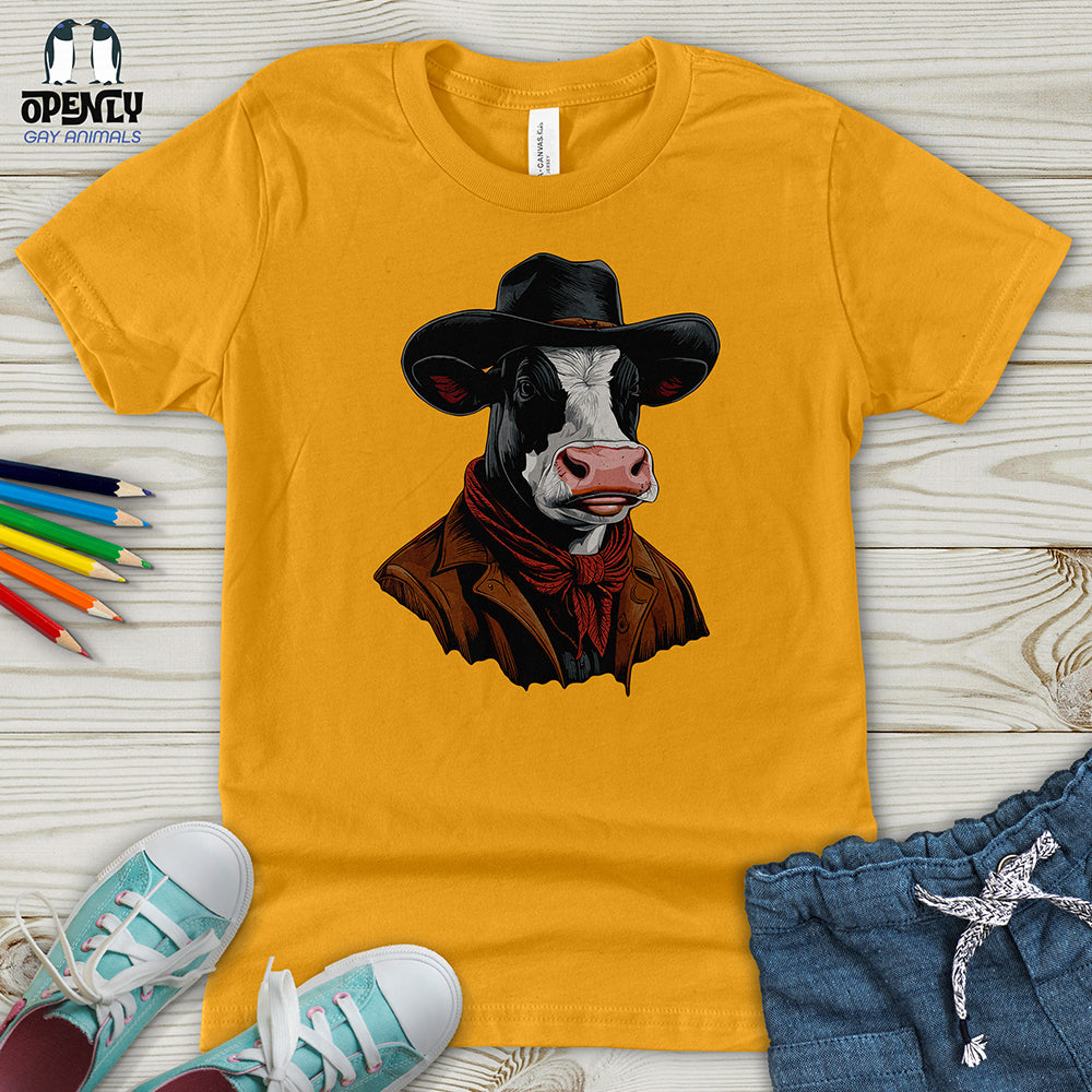 Cow With Brimmed Hat Youth T-Shirt