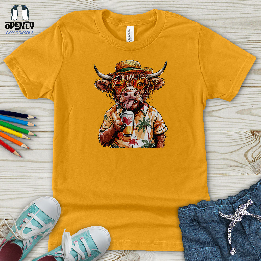 Summer Highland Cow Youth T-Shirt