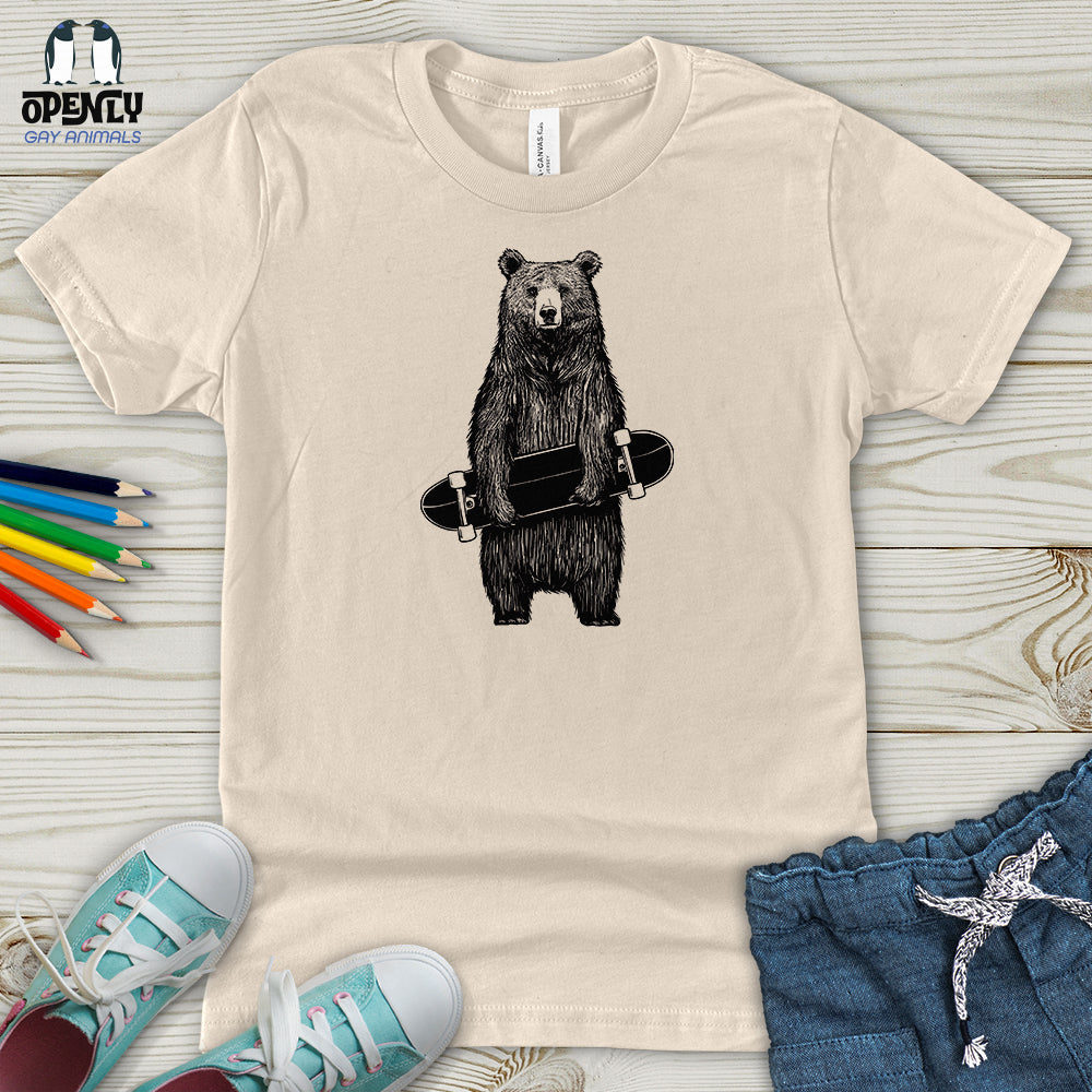 Bear Holding a Skateboard Youth T-Shirt