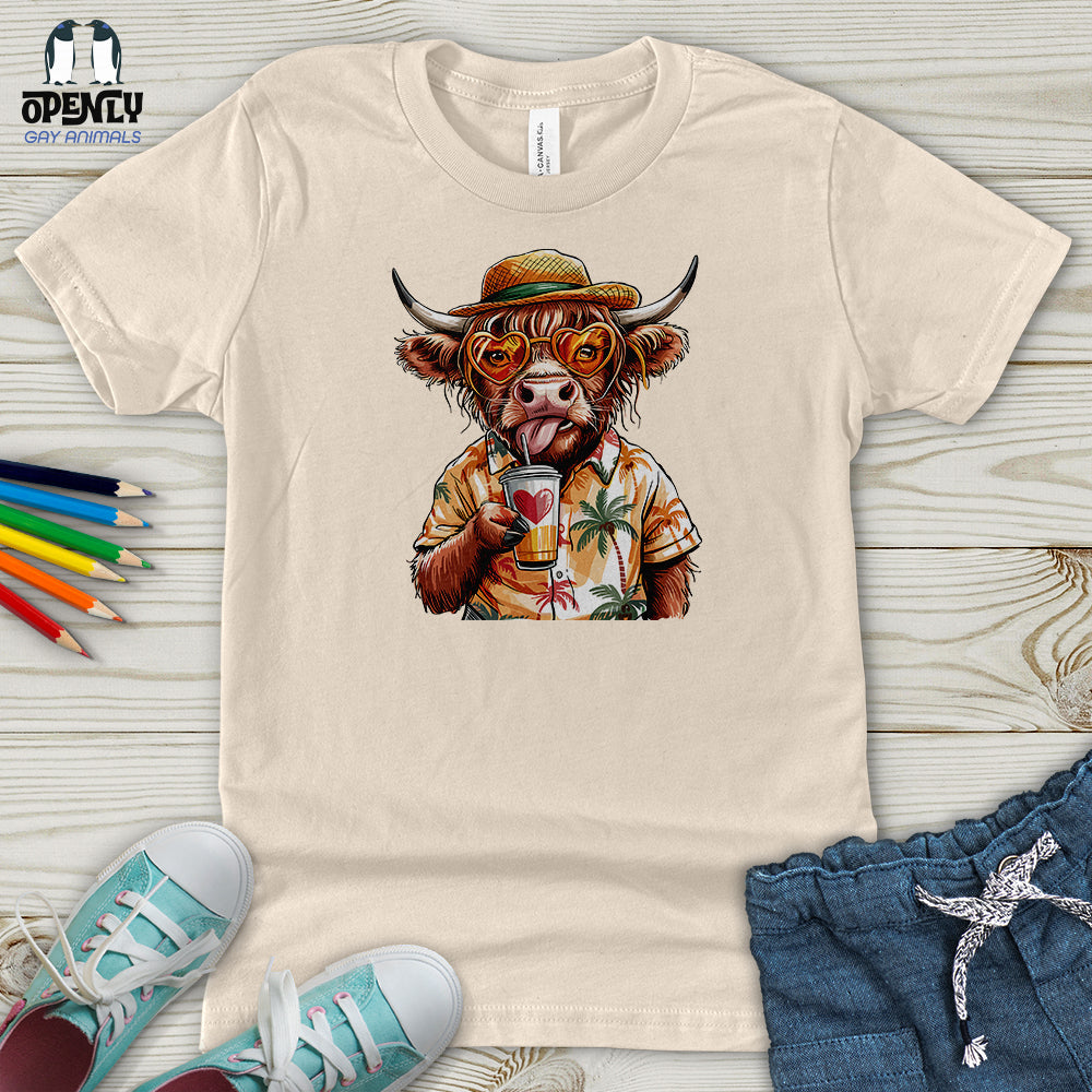 Summer Highland Cow Youth T-Shirt