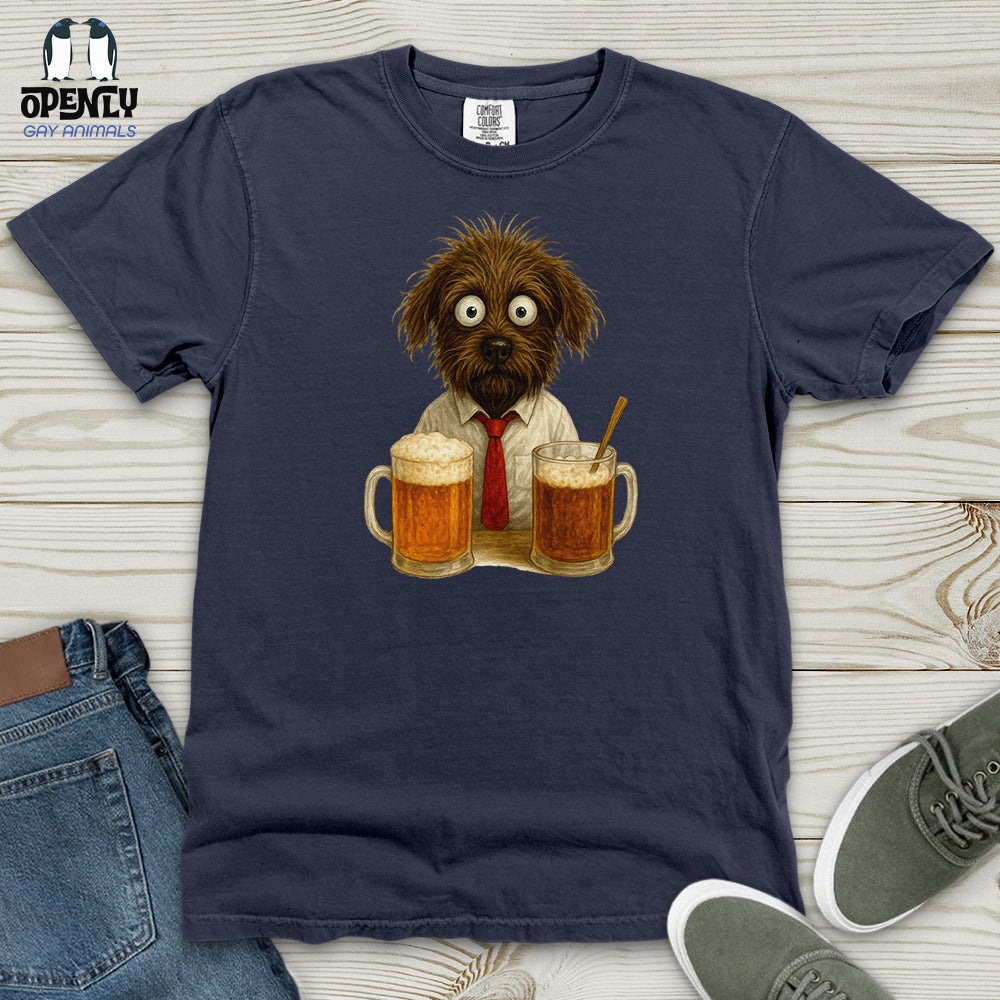 Comics Dog Drinking Beer Heavy Cotton Comfort Colors Tee
