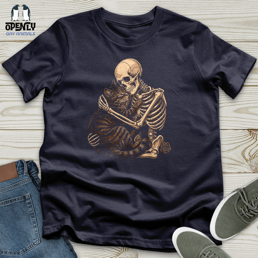 Skeleton Hugging Cat Unisex T-Shirt